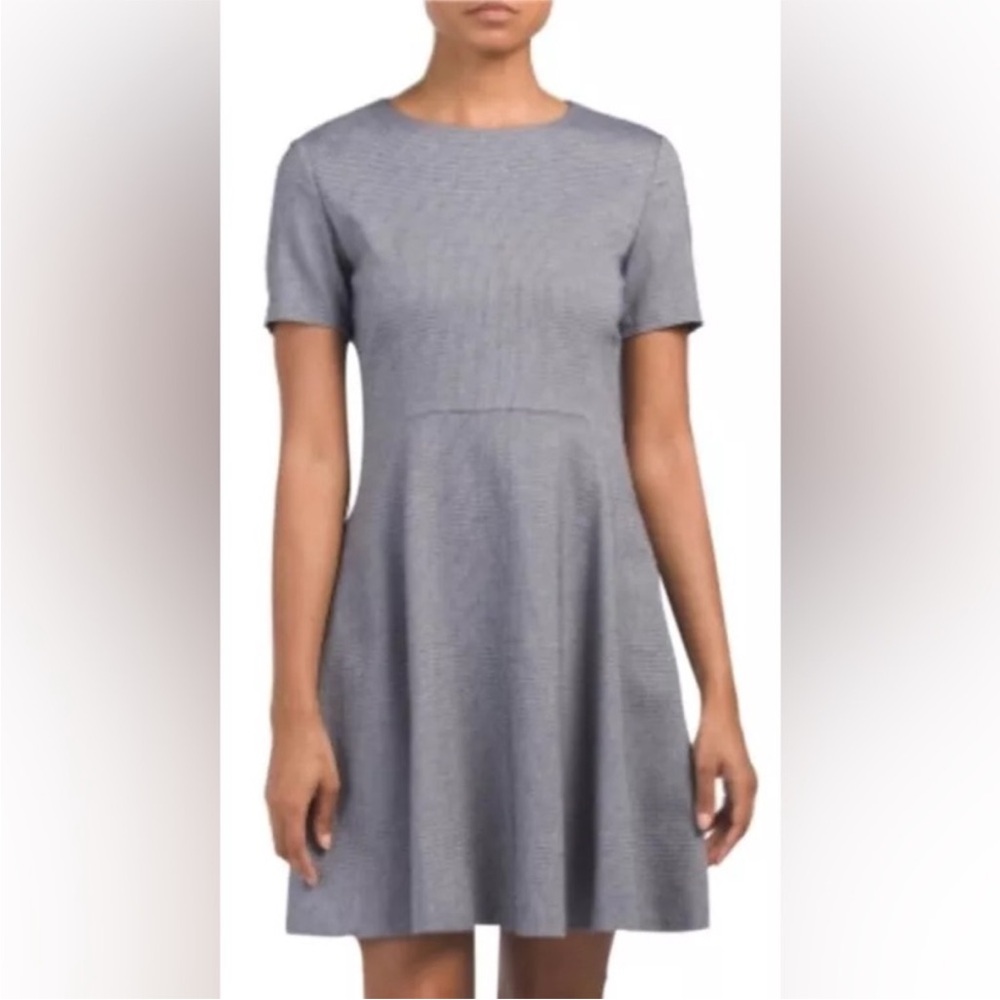 Theory Albita RS Fit and Flare Short Sleeve Gray Dress